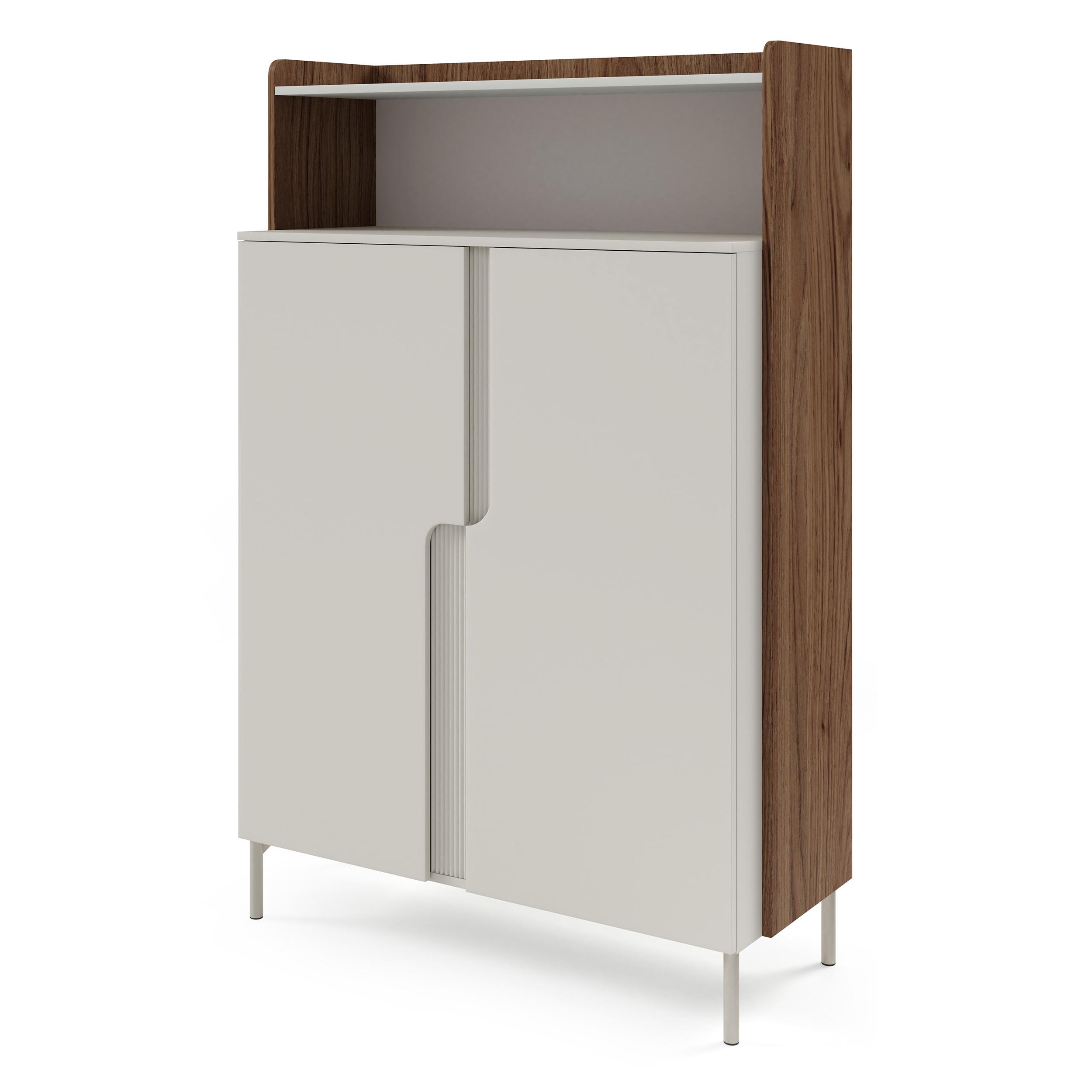 KOMMODE Positivo mit 2 Türen und offenem Regal, 103 cm, Alba-Nuss + Kaschmir - Nussbaumfarben, Holzwerkstoff (103/160/42cm) - Beautysofa