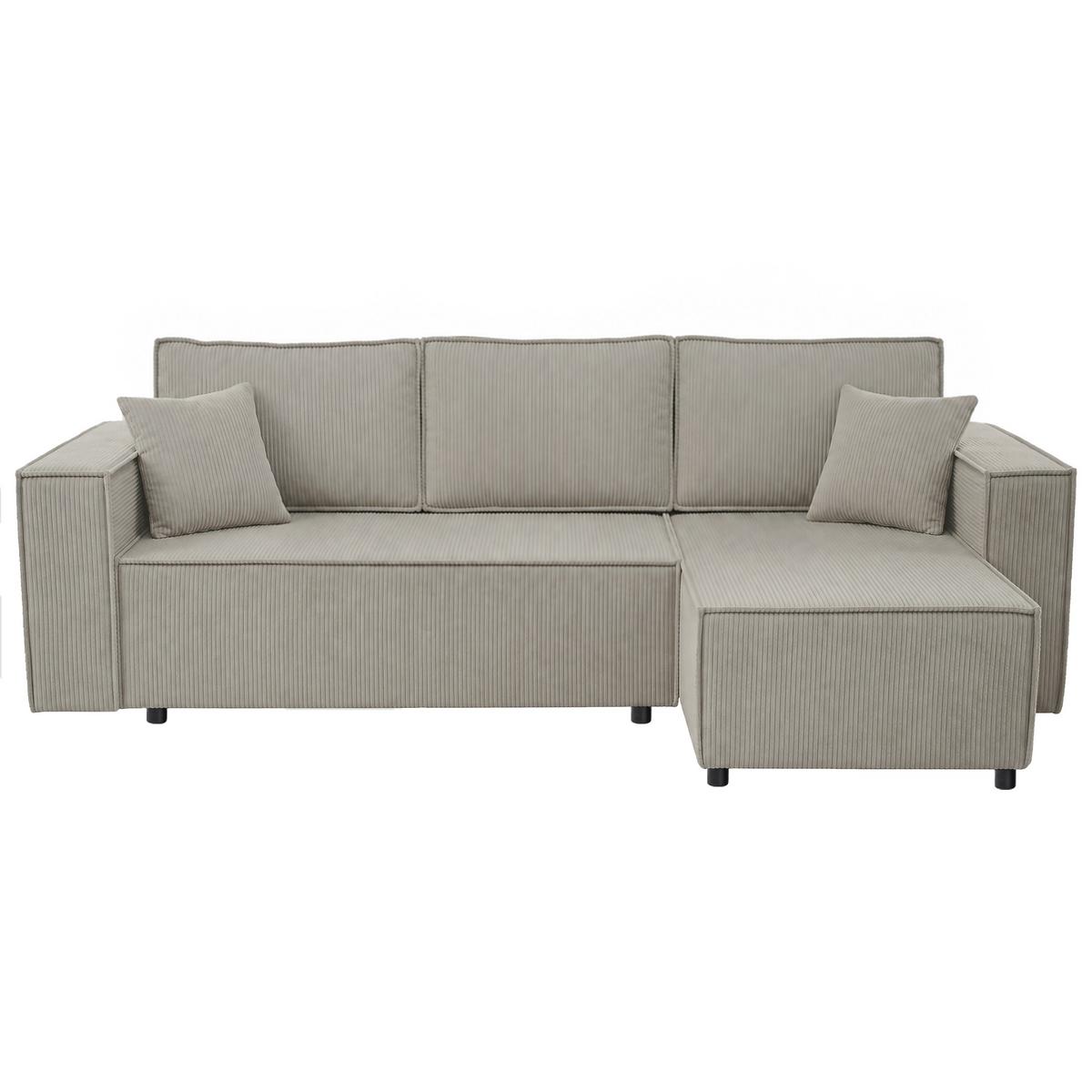 ECKSCHLAFSOFA Neapol mit Bettkasten, 255 cm, Cord-Stoff, Cappuccino - Schwarz/Cappuccino, Textil (256/148cm) - Beautysofa