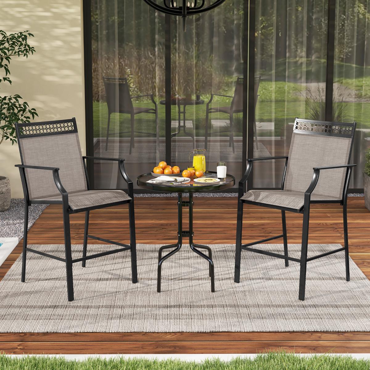 GARTENSTÜHLE Kaffee(2er-Set) - Braun, Metall (66/114/62cm) - COSTWAY