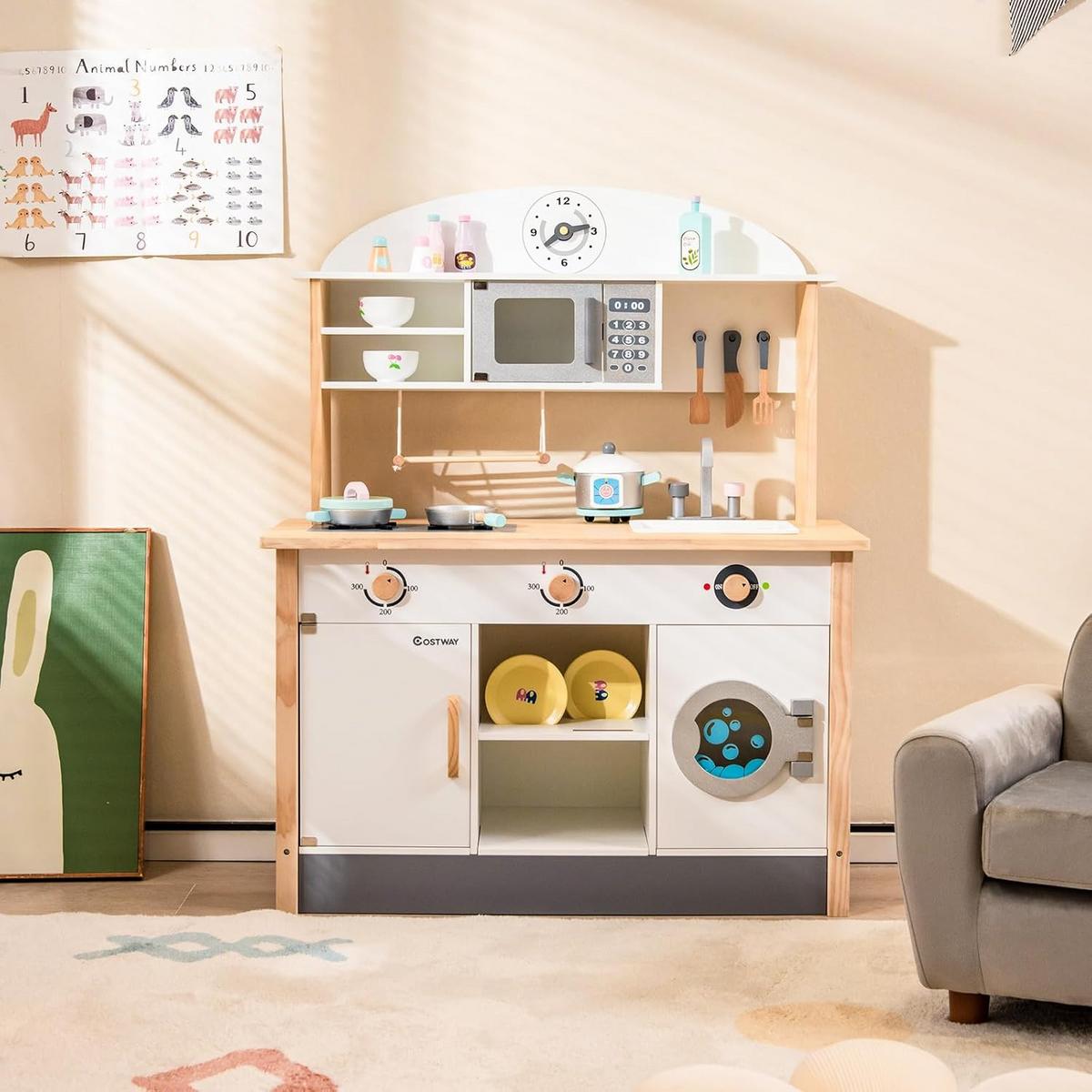 KINDERKÜCHE Weiß - Weiß, Holz (79/98/35cm) - COSTWAY