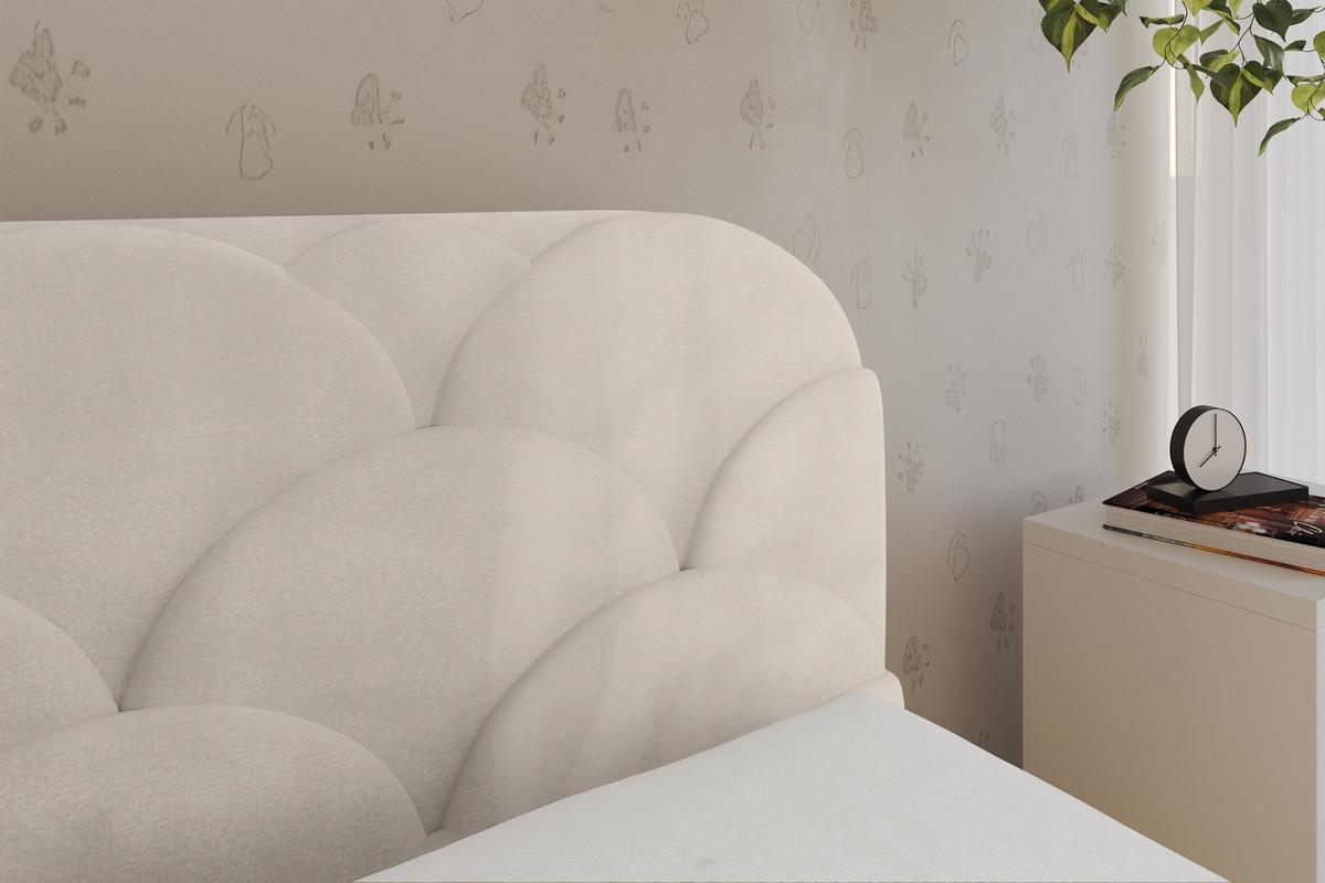 EINZELLBETT Jugendbett mit Bettkasten, Links - ELRY 80x200 Beige - Ecru, Holzwerkstoff/Textil (80/200cm) - ALTDECOR