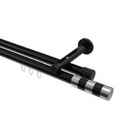 GARDINENSTANGE INNENLAUF Siteno Mavell 280 cm (geteilt in 2 x 140 cm), 2-läufig, 20 mm Ø Schwarz - Chromfarben/Schwarz, Metall (280cm) - INTERDECO