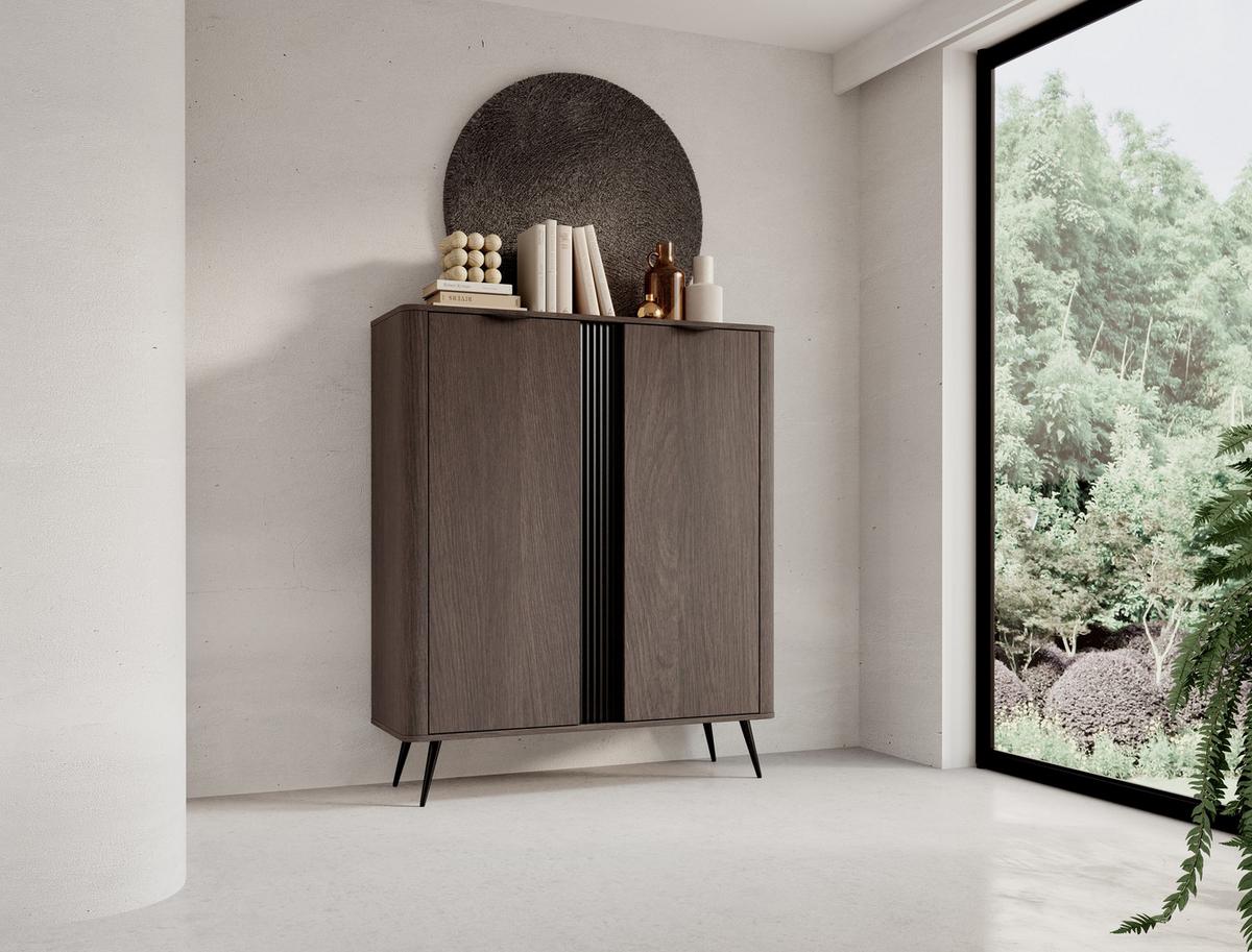 SIDEBOARD NOBILE 113,2x38x134 cm mit 2 Türen Eichefarben - Braun, Holzwerkstoff (113.2/134/38cm) - MASSENO