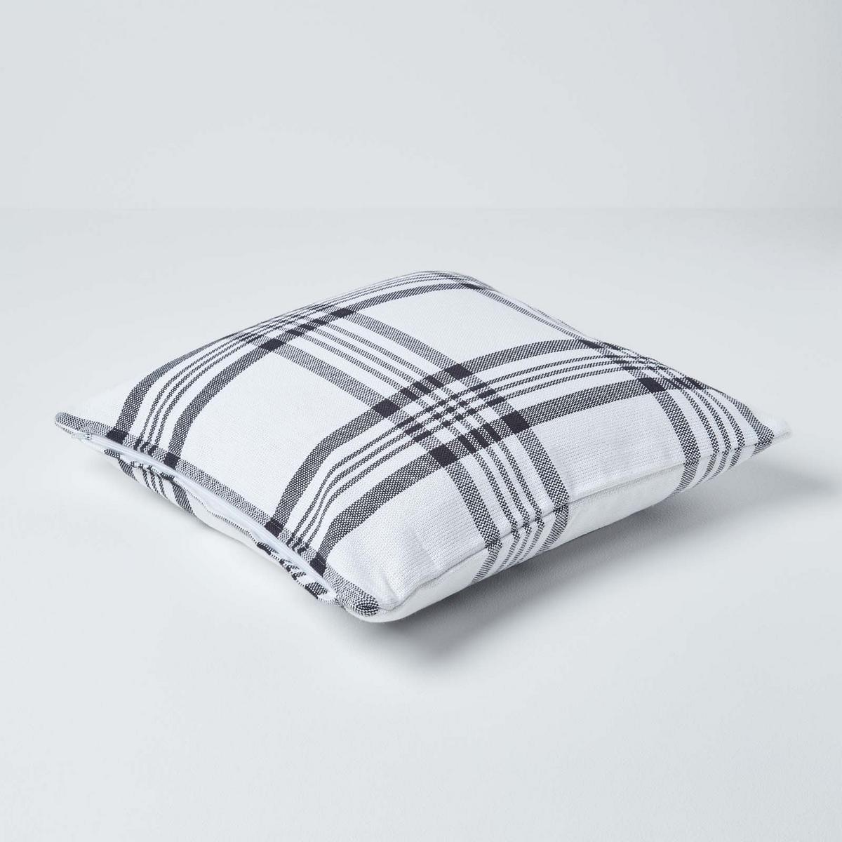 KISSENHÜLLE Schottenkaro 60/60 cm - Weiß, Textil (60/60cm) - Homescapes
