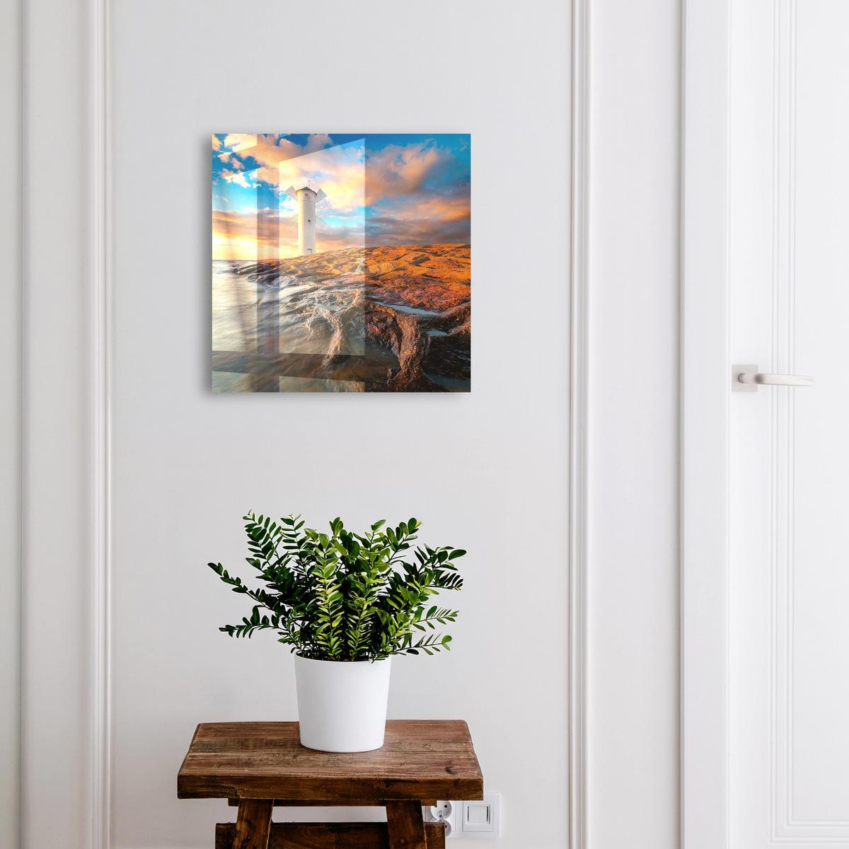SCHLÜSSELBOX Schwarz 30x30 cm- Türöffnung nach rechts - Leuchtturm - Blau, Metall (30/30/5cm) - TULUP