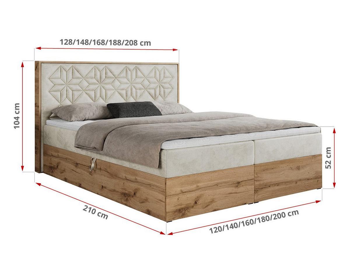BOXBETT NESSI - 200/200 Beige Velvet - H4 - Beige, Holz/Textil (200/200cm) - MKS