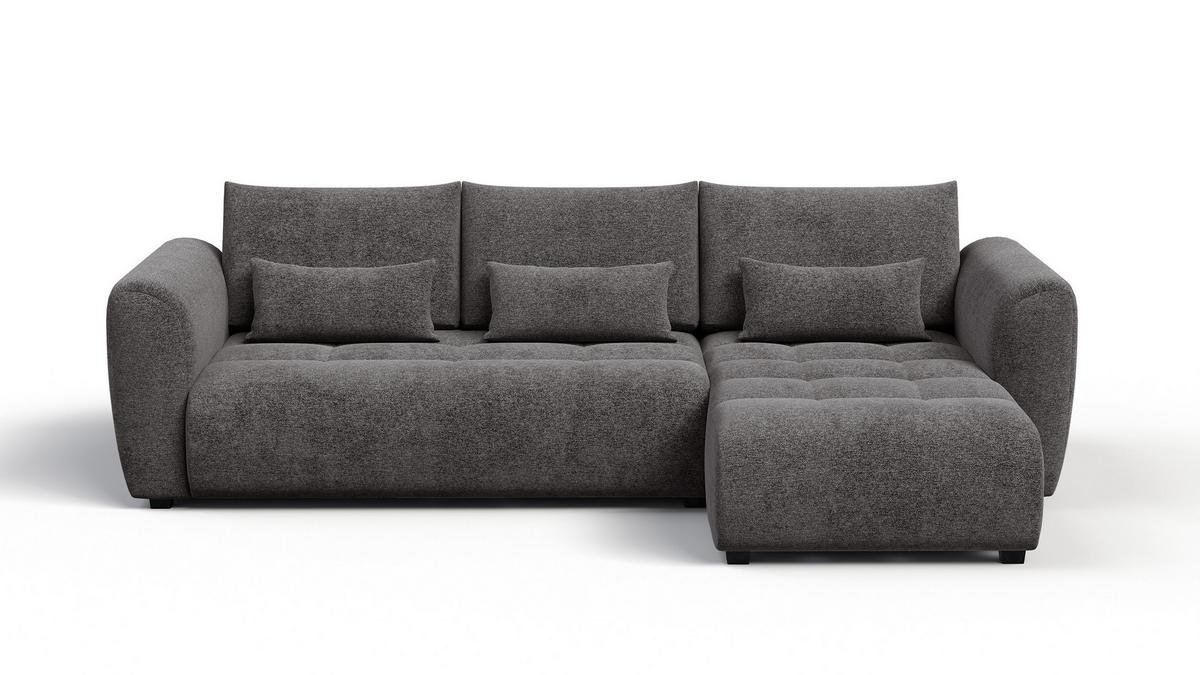 ECKSOFA SORENO 4-Sitzer, dunkelgrau - Dunkelgrau/Schwarz, Holz/Textil (293/171cm) - Wozimo