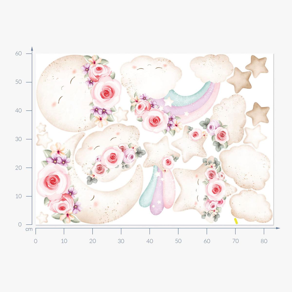 WANDAUFKLEBER 60x83cm - Elemente des Himmels - Multicolor, Kunststoff (60/83/0.1cm) - Wallfluent