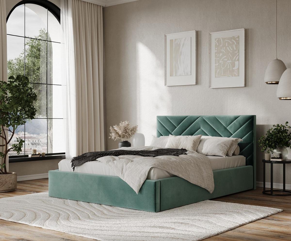 POLSTERBETT Arco 160/200 cm Türkis im Kronos Stoff - Türkis/Schwarz, Holz/Holzwerkstoff (160/200cm) - AltaBeds