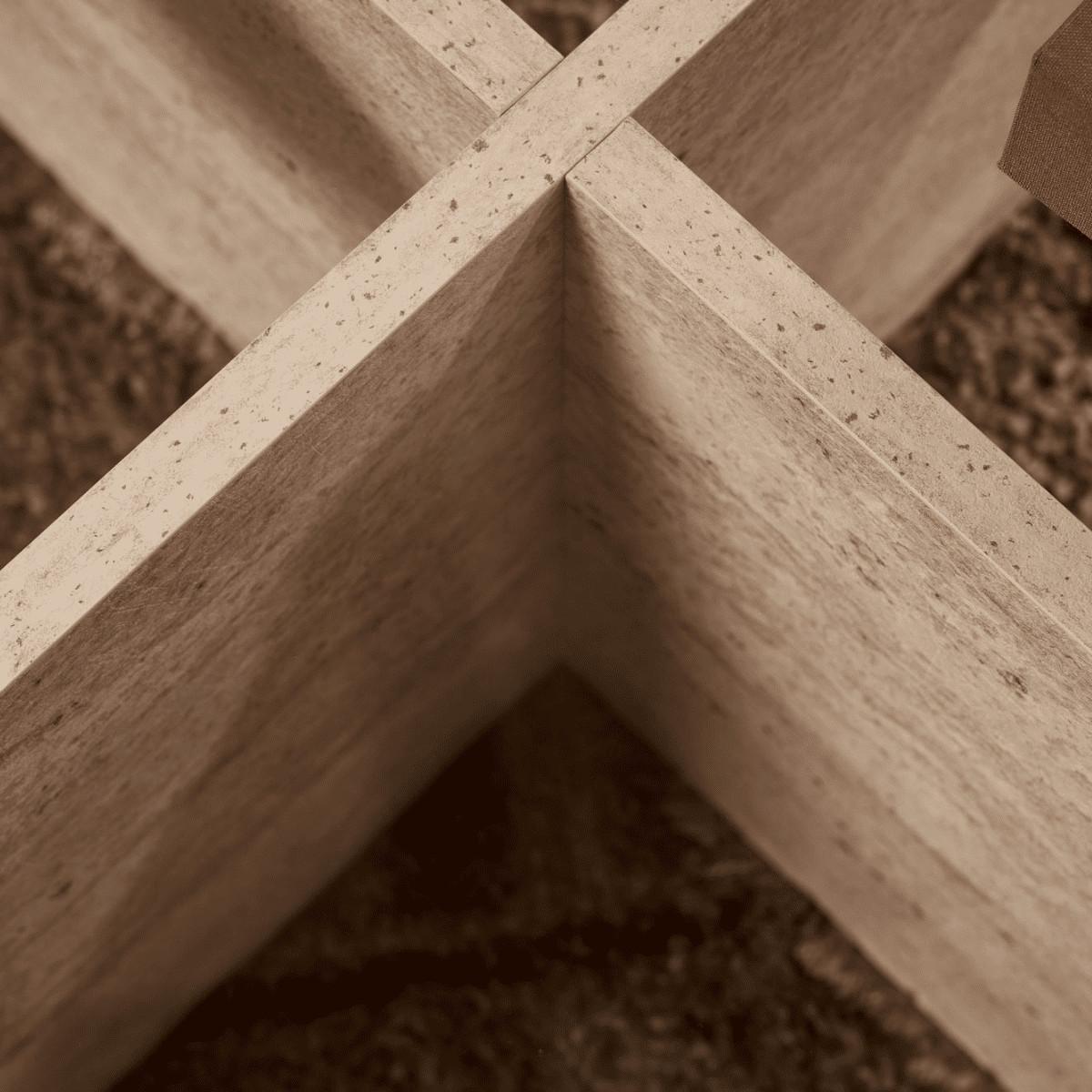 COUCHTISCH mit gekreuzten Beinen und gehärteter Glasplatte 75/75/35 cm - Beige, Holzwerkstoff (5.5/75/35cm) - Calicosy