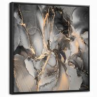 LEINWAND Bilder mit Rahmen - Grau - Luxus - Gold - Marmor - 50x50 - Dunkelgrau, Textil (50/50cm) - MuchoWow