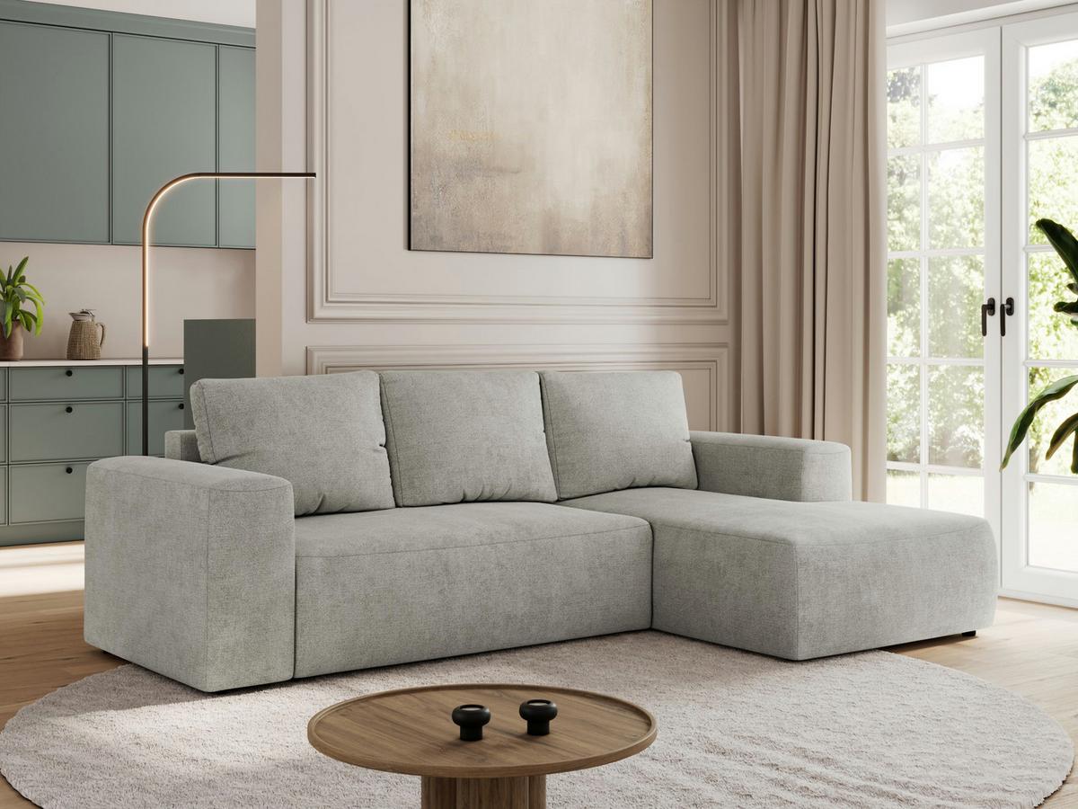 ECKSOFA TRENTINO L Hellgrau Stukture - Rechts - Hellgrau/Schwarz, Kunststoff/Textil (164/266cm) - MKS