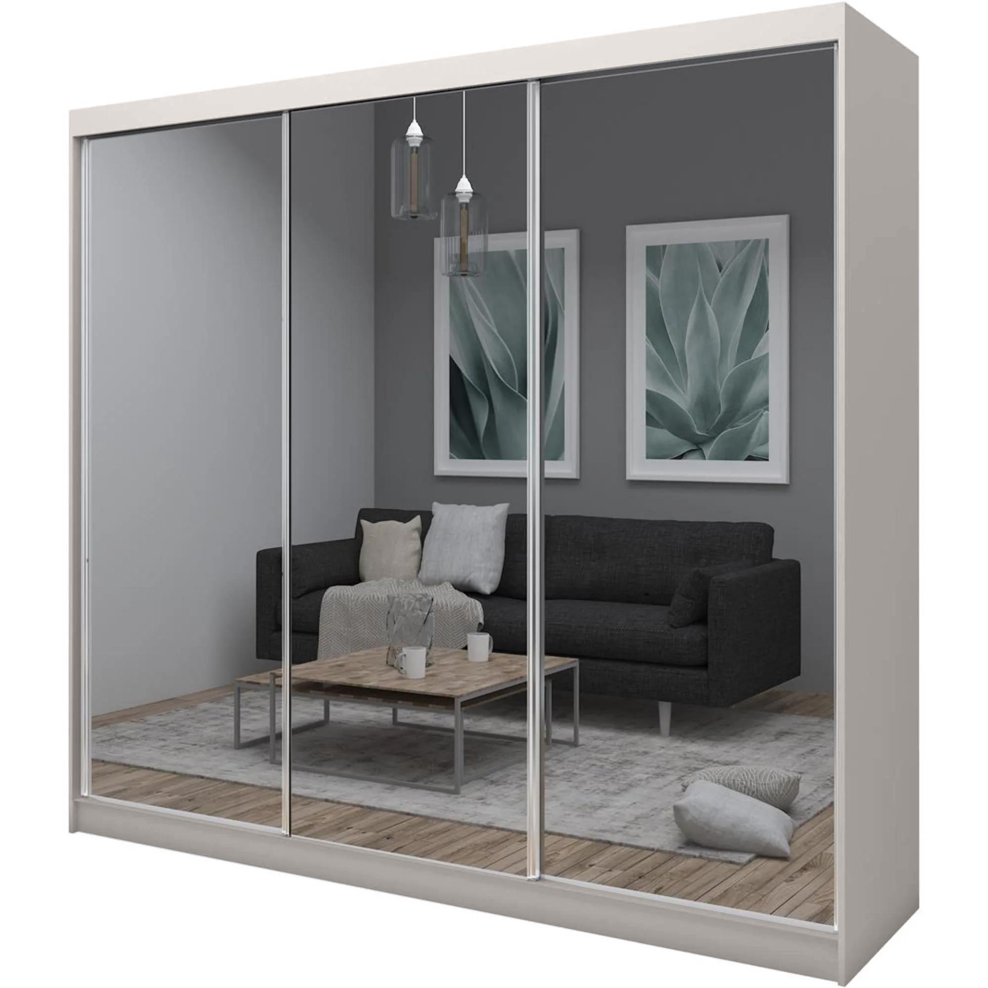 SCHWEBETÜRENSCHRANK Debra II 240/216/61 kaschmir mit Spiegel und Schubladen - Kaschmir, Holzwerkstoff (240/216/61cm) - Beautysofa