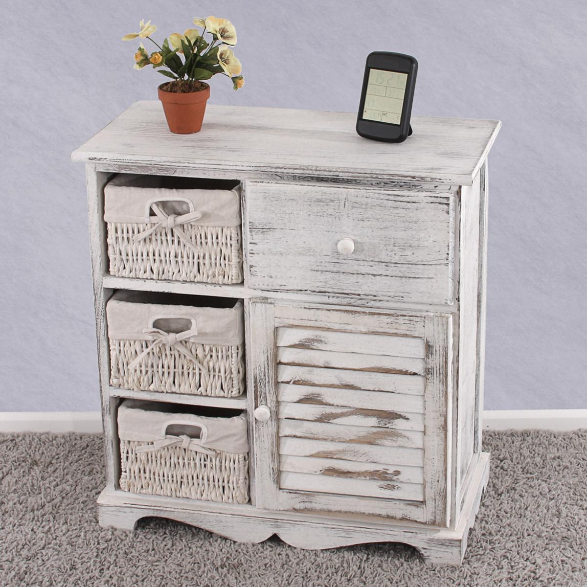KOMMODE SCHRANK MIT 3 KÖRBEN Weiß - Weiß, Holz (60/63/30cm) - MCW