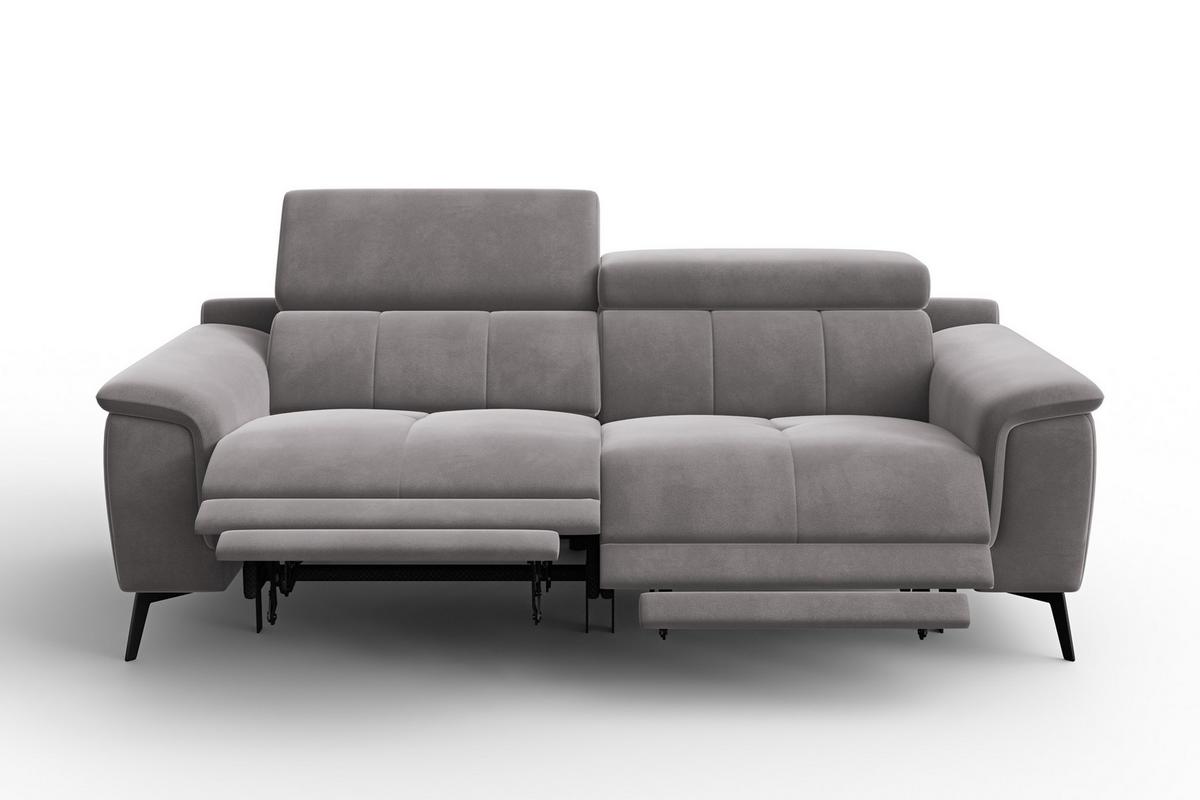 SOFA RELAX FIERO 3-Sitzer, Dunkelgrauer Veloursstoff - Dunkelgrau/Schwarz, Holz/Textil (212/82/103cm) - Courtois Laville