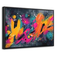 LEINWAND Bilder mit Rahmen - Abstrakt - Graffiti - Farbenfroh - Farbspritzer - 30x20 - Multicolor, Textil (30/20cm) - MuchoWow