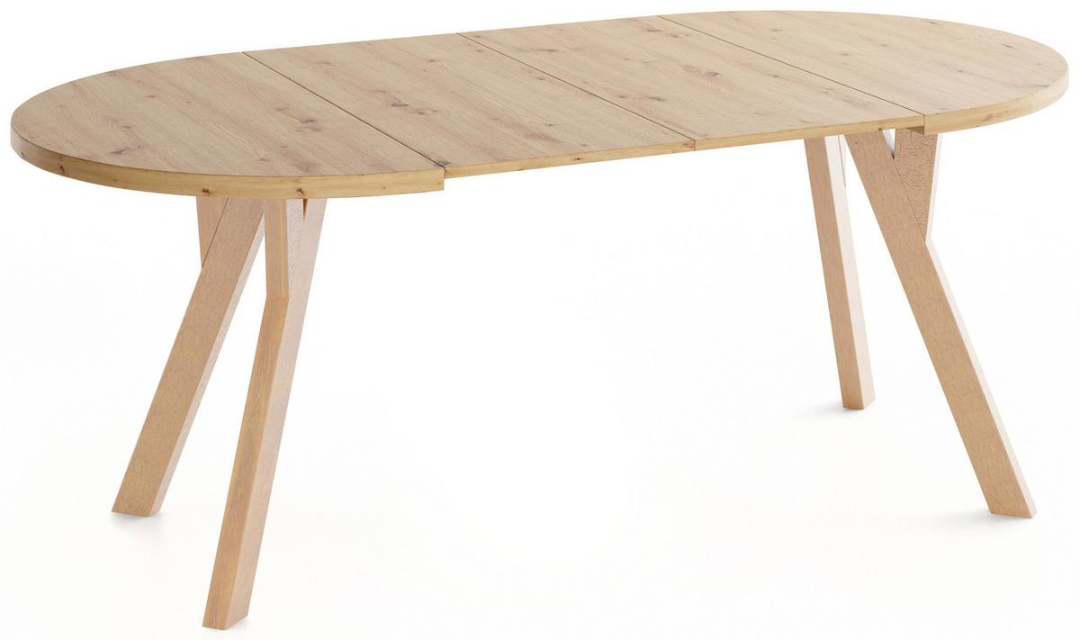 ESSTISCH Avero rund, ausziehbar, Massivholzbeine aus Buche, Eiche Artisan Braun 90-190/90/77 cm - Hellbraun/Eiche Artisan, Holz/Holzwerkstoff (90/190/76.5cm) - WFL GROUP