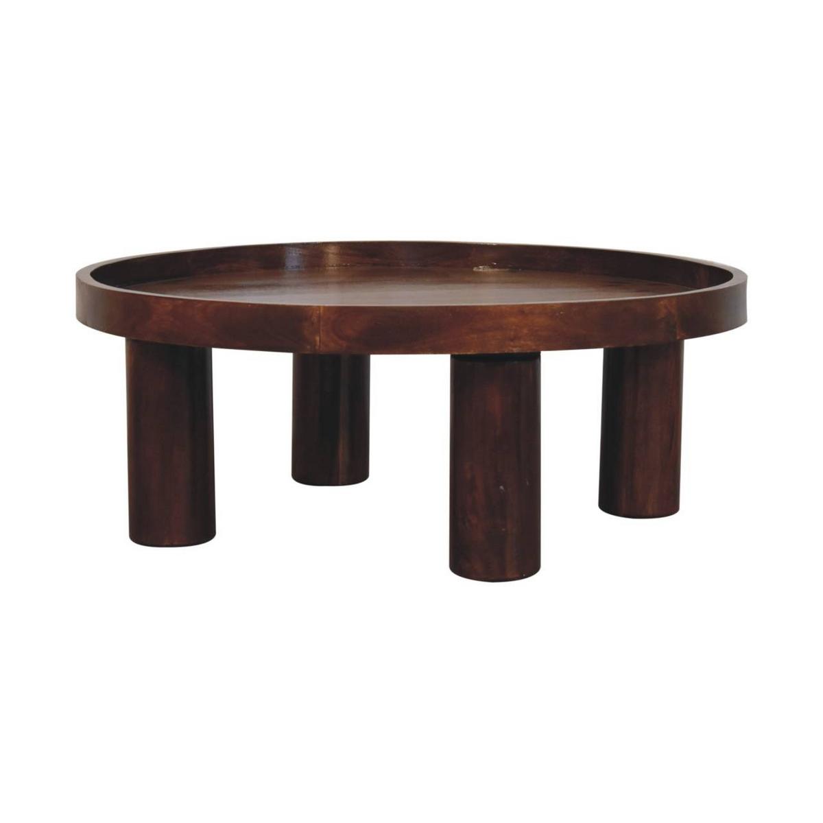 COUCHTISCH Crescent Kastanie, Zylindrische Beine, Dunkelbraun - Dunkelbraun, Holz (80/80/31cm) - Artisan Furniture