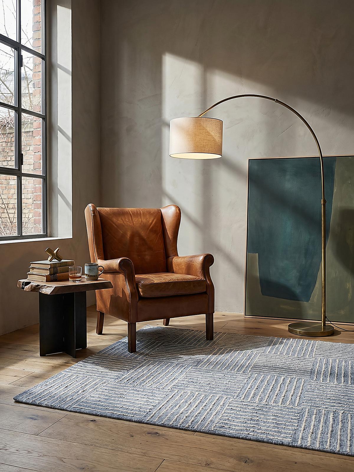 WOLLTEPPICH LEA, mit Schachbrettmuster, Blau, 200 x 290 cm - Blau, Textil (290/200cm) - KADIMA DESIGN