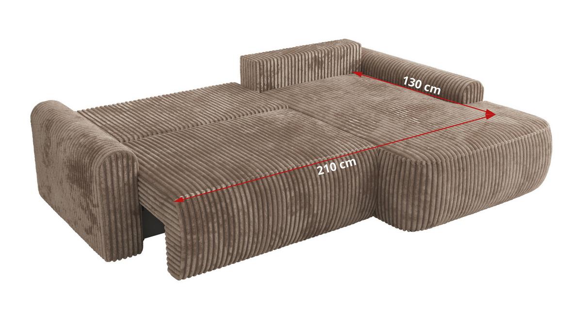 ECKSCHLAFSOFA CUBO L Braun Cord - links - Schwarz/Braun, Kunststoff/Textil (273/187cm) - MKS