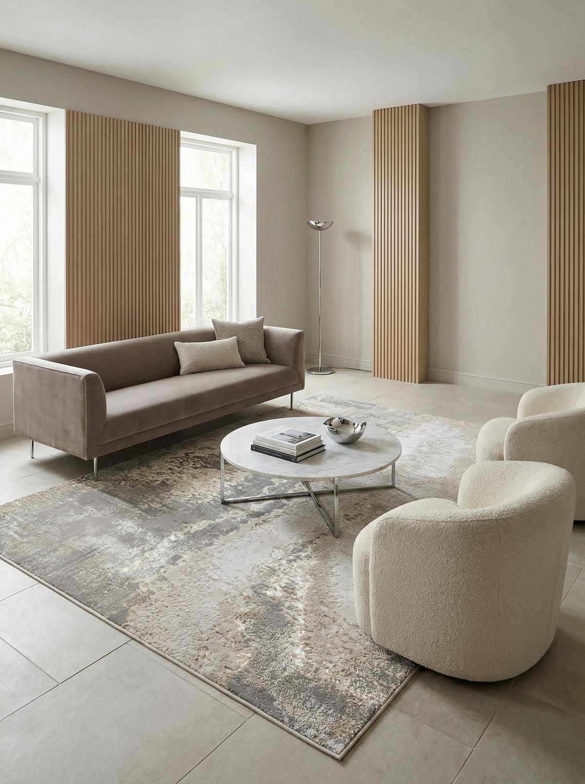 TEPPICH SARNTAL, abstrakt, Florhöhe 8 mm, Silbergrau, 200 x 290 cm - Silberfarben, Textil (290/200cm) - KADIMA DESIGN