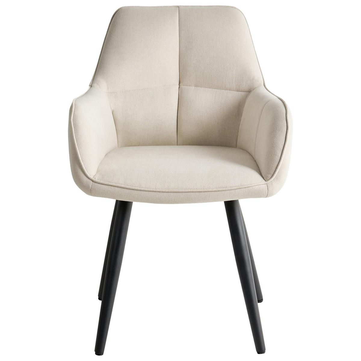 ESSZIMMERSTUHL 2er Set Kunstleinen Hellbeige Tirano - Beige, Textil/Metall (56/83/64cm) - Beliani