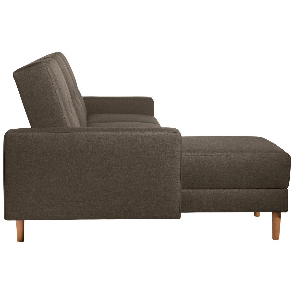 FUNKTIONSSOFA mit Hocker Kattie Flachgewebe braun - Braun, Kunststoff (144/230cm) - 58aufmkessel