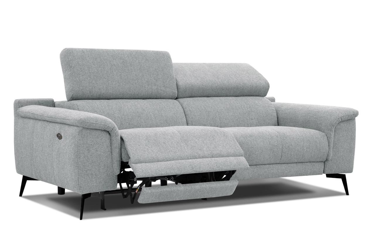 RELAXSOFA FIERO 3-Sitzer mit 1 Relaxfunktion, silberfarben - Silberfarben/Schwarz, Holzwerkstoff/Textil (212/82/103cm) - Wozimo