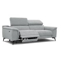 RELAXSOFA FIERO 3-Sitzer mit 1 Relaxfunktion, silberfarben - Silberfarben/Schwarz, Holzwerkstoff/Textil (212/82/103cm) - Wozimo