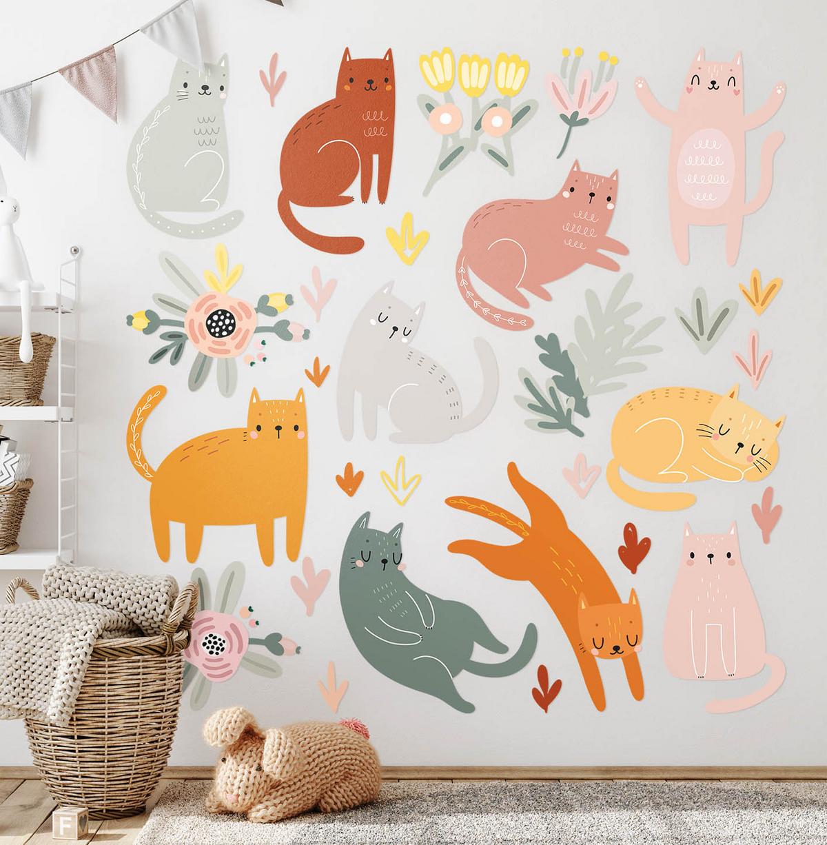 AUFKLEBER 100x176 cm Katzen Boho - Beige, Kunststoff (100/176/0.1cm) - TULUP