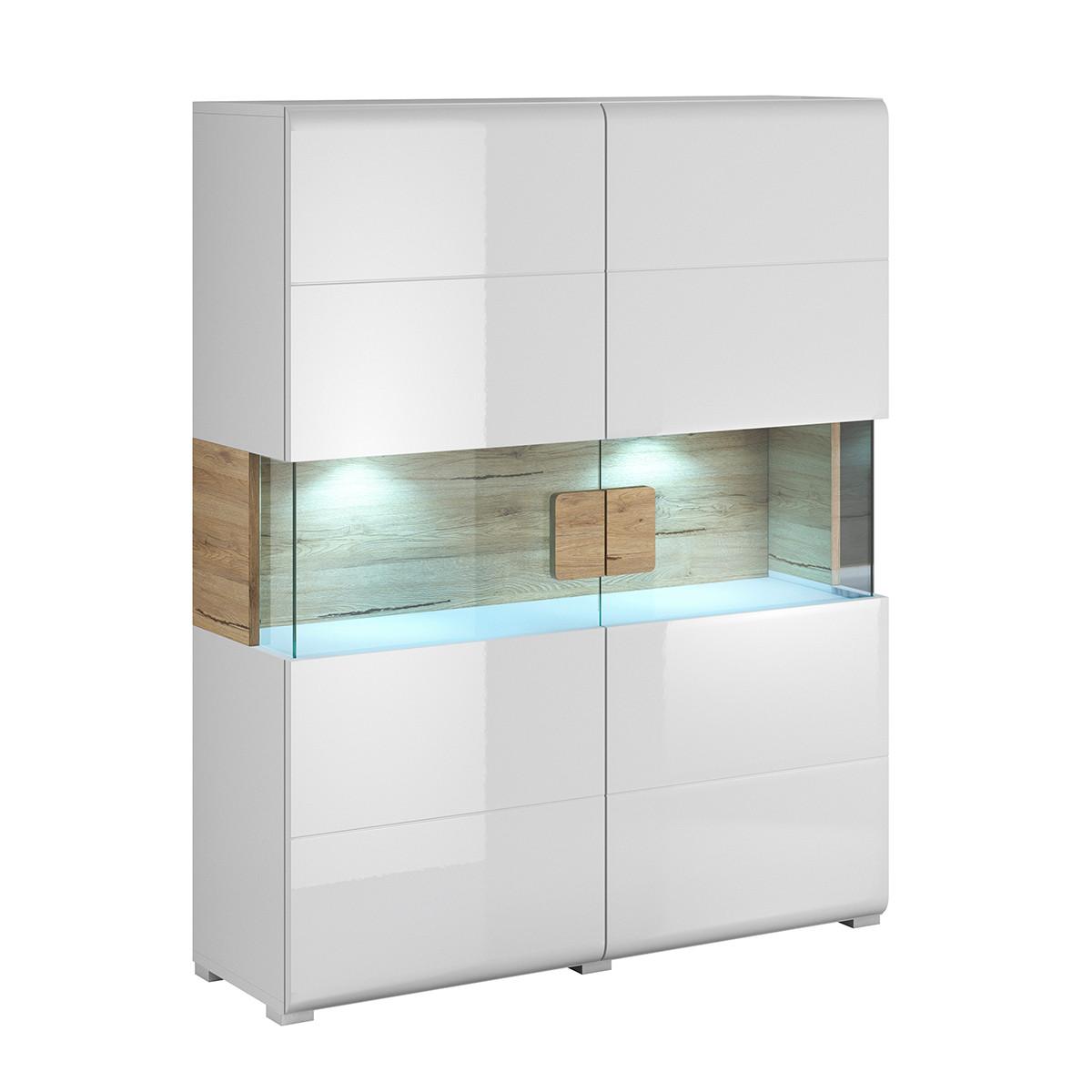 GESCHIRRSCHRANK Jules Weiß und Holz - Weiß, Holzwerkstoff (122/152/39cm) - Petits-meubles