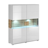 GESCHIRRSCHRANK Jules Weiß und Holz - Weiß, Holzwerkstoff (122/152/39cm) - Petits-meubles