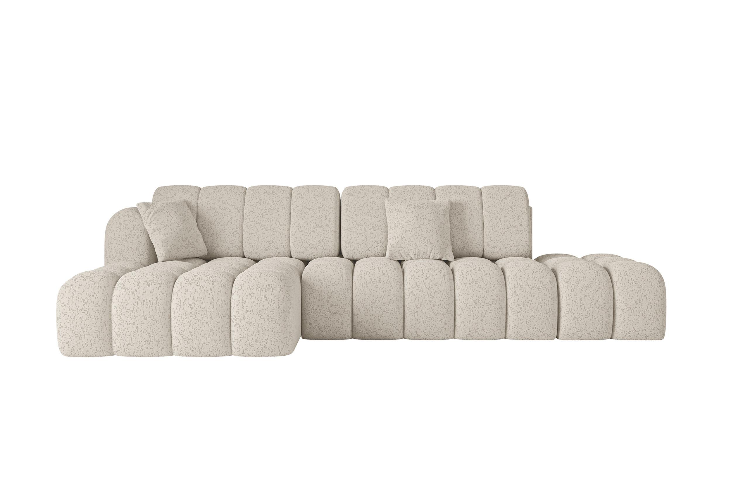 ECKSOFA mit Schlaffunktion Ottomane Links OLEA-L2 321x164x75 Beige Tissu - Schwarz/Sahara, Holzwerkstoff/Kunststoff (321/164cm) - ALTDECOR