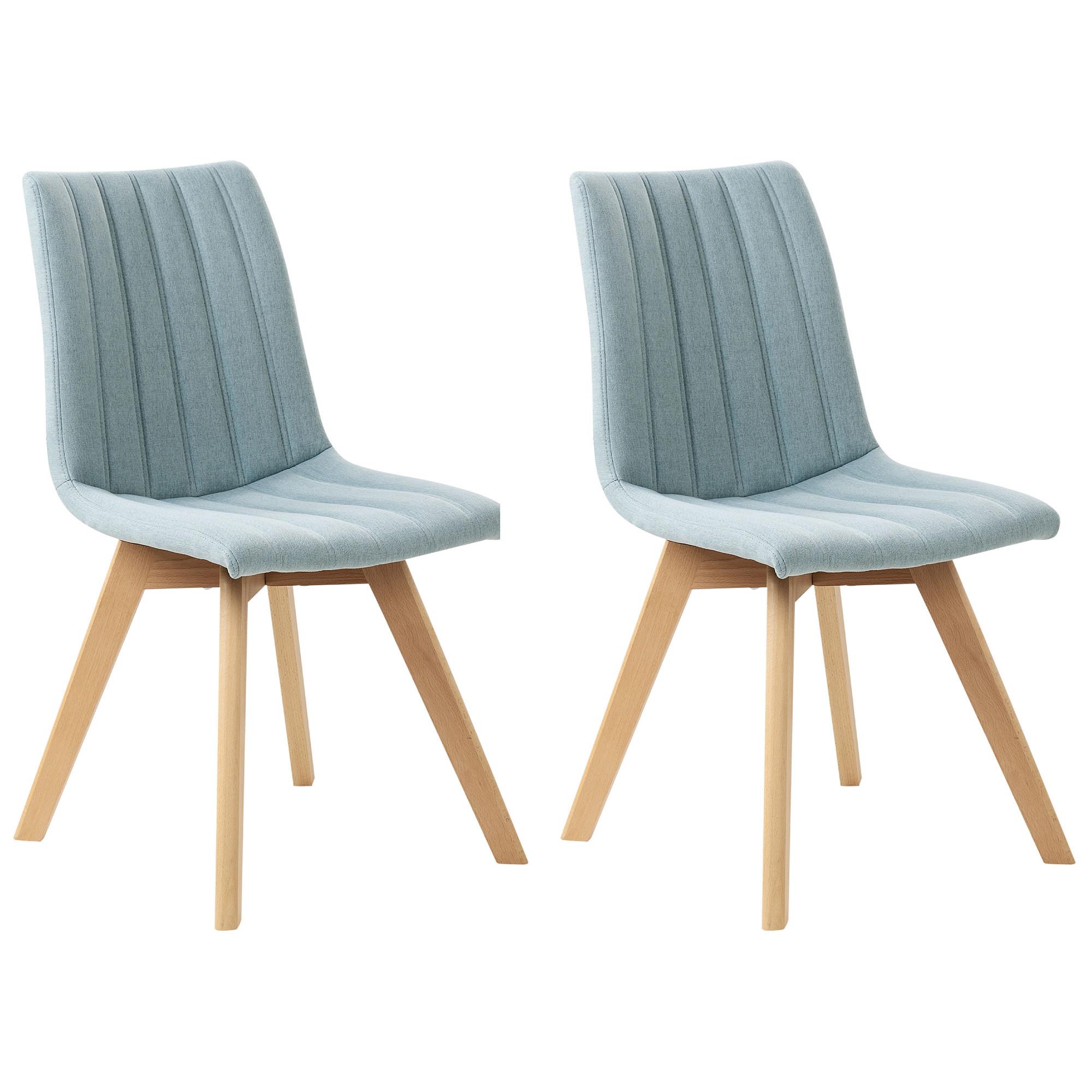 ESSZIMMERSTUHL 2er-Set Hellblau Calgary - Blau/Braun, Textil (48/86/56cm) - Beliani