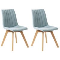 ESSZIMMERSTUHL 2er-Set Hellblau Calgary - Blau/Braun, Textil (48/86/56cm) - Beliani