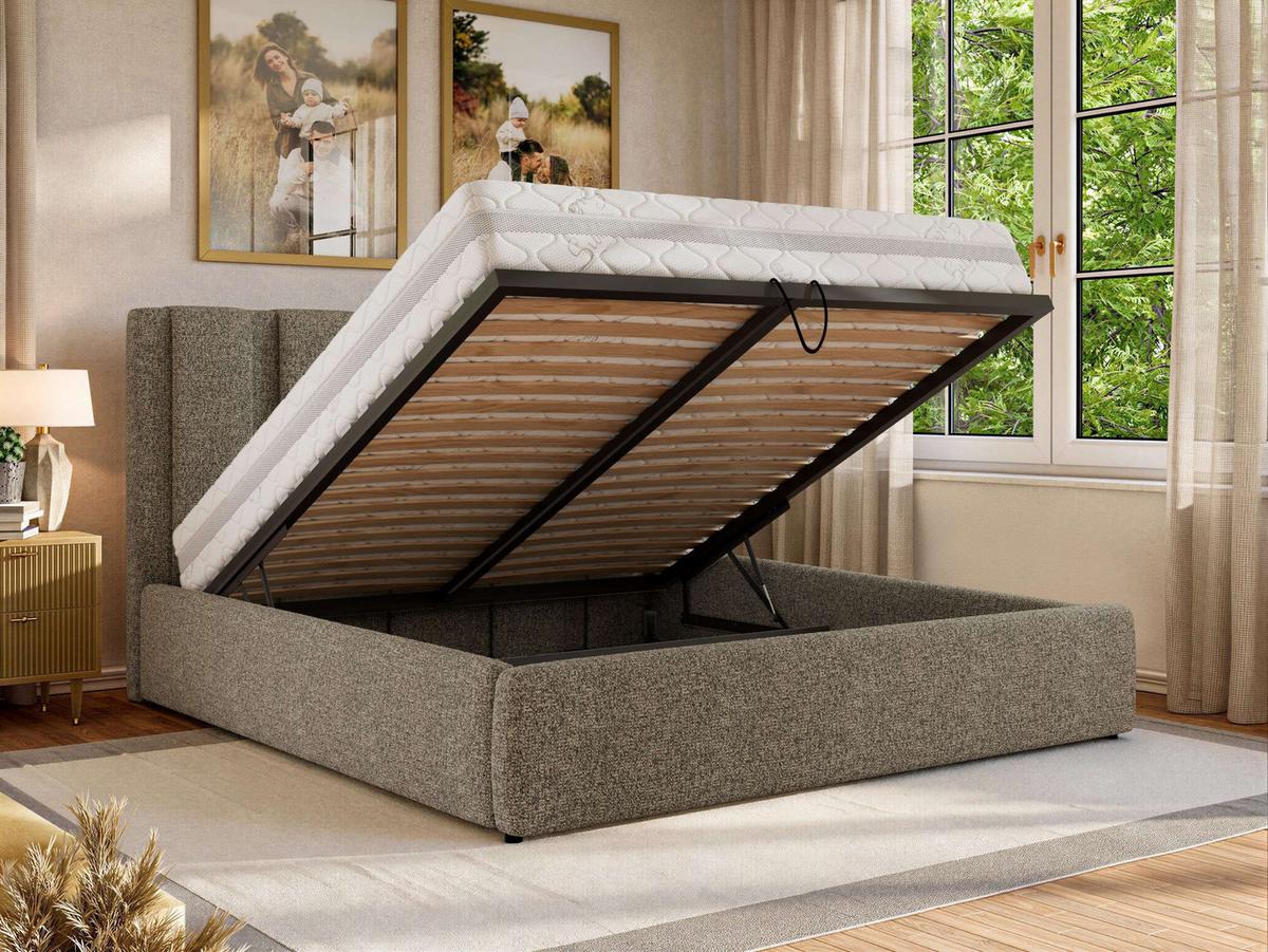 POLSTERBETT SAVINO CLASSIC 140/200 - Grau Struktur - Multipocket-Matratze - Grau, Textil (140/200cm) - MKS