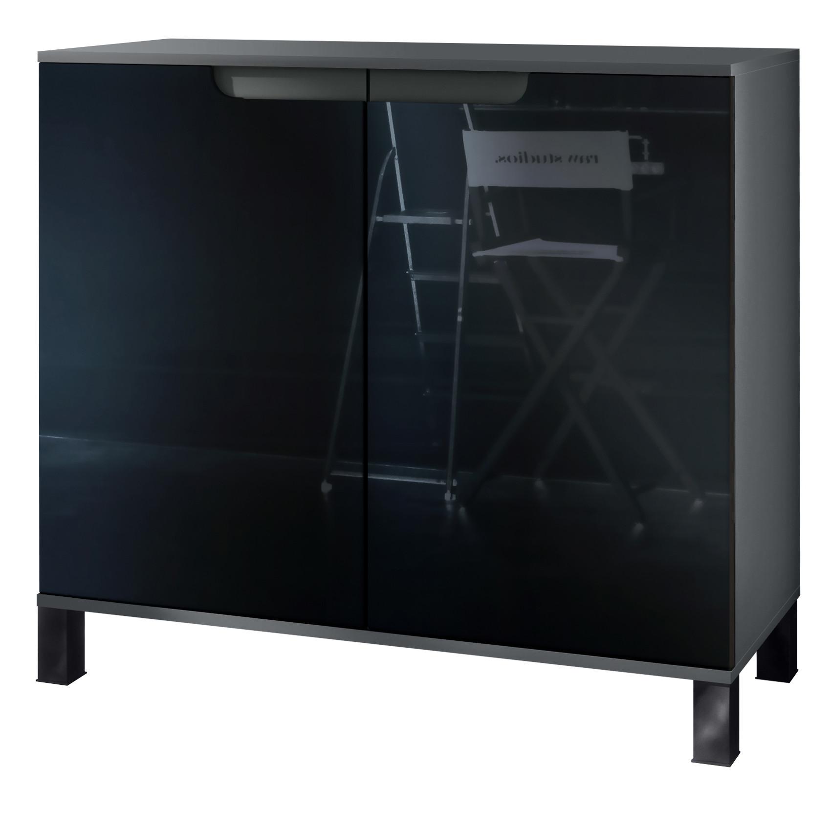 KOMMODE Sylt Schwarz Hochglanz - Schwarz Hochglanz, Holzwerkstoff (92.5/84.5/35cm) - Vladon