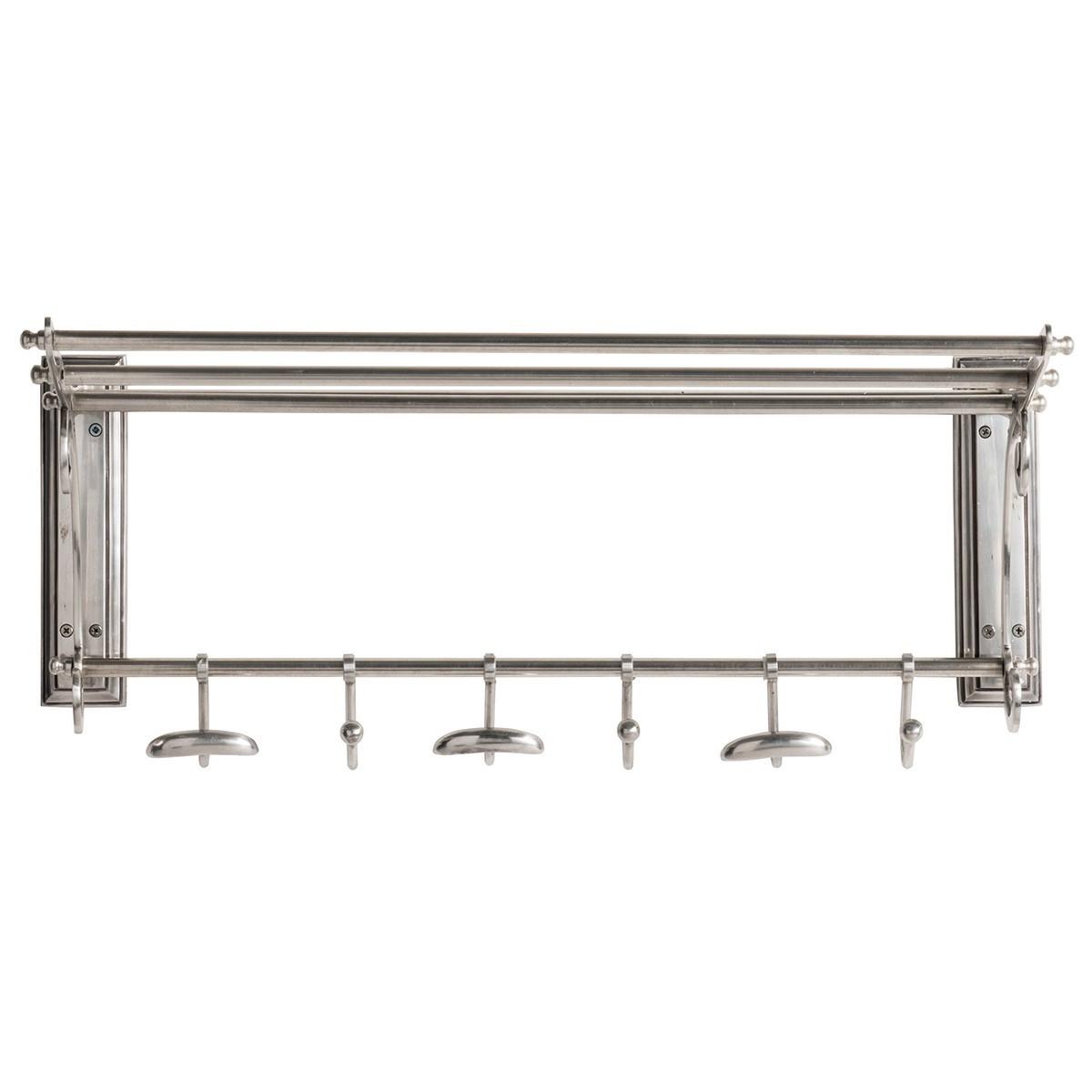 WANDGARDEROBE mit 6 Haken und Hutständer - 66/26/29 cm - Silberfarben, Metall (32/29/32cm) - Signature