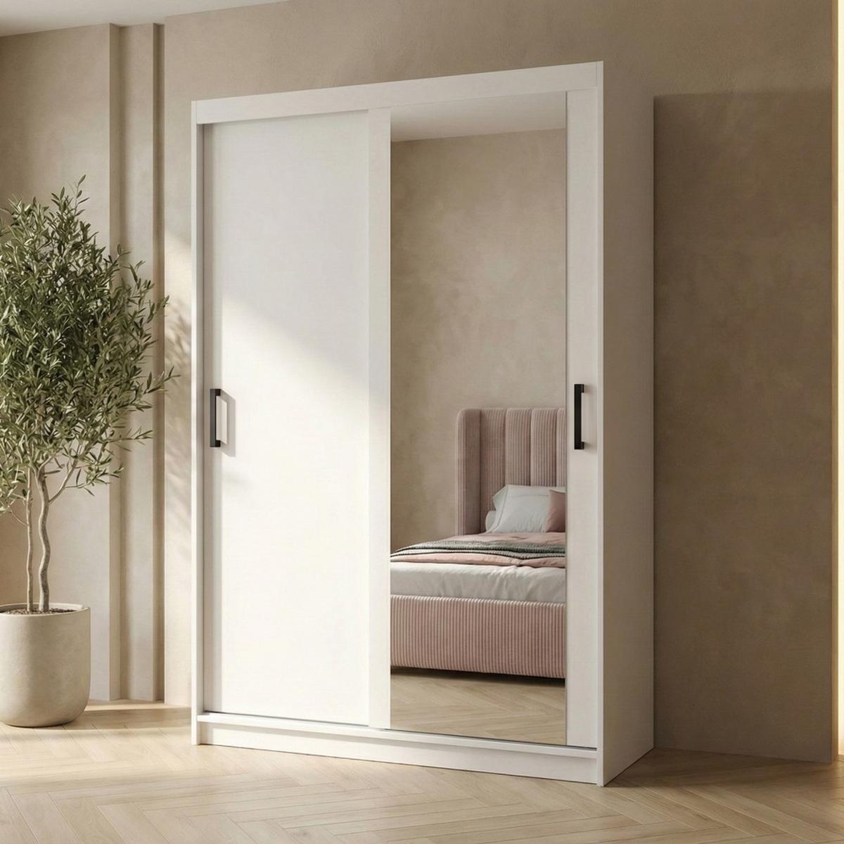 SCHWEBETÜRENSCHRANK Hela mit 2 Türen und Schubkasteneinsatz, 100 cm, Weiß - Weiß, Holzwerkstoff (100/205/60cm) - Beautysofa