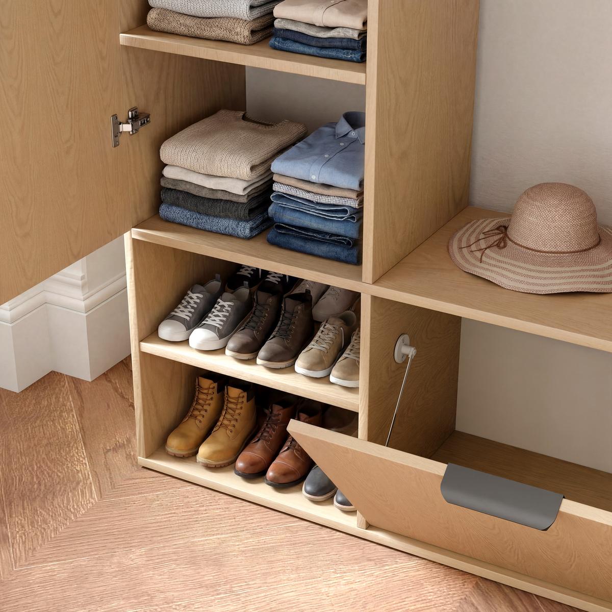 GARDEROBE mit Spiegel ELIOR - Naturfarben, Holz (100/189.4/33cm) - Idohome