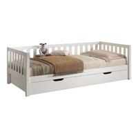TAGESBETT Kapua 90x200 mit Bettschublade Kiefer Massivholz Weiß - Weiß, Holz (90/200cm) - 58aufmkessel