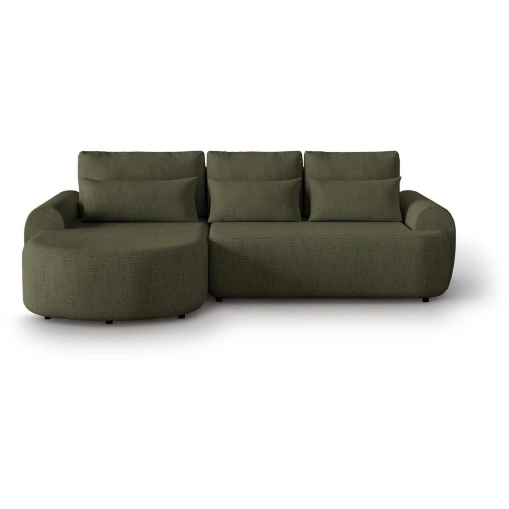 ECKSCHLAFSOFA Olivio L Olivgrün - Schwarz/Olivgrün, Kunststoff/Textil (266/170cm) - Beautysofa