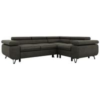 ECKSOFA FALCO L - Dunkelgrau Velvet - Rechts Seite - Dunkelgrau/Anthrazit, Textil/Metall (268/197cm) - MKS