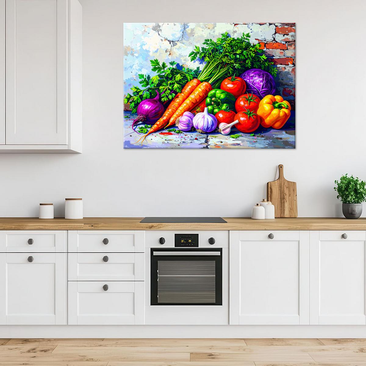 LEINWANDBILD bunte Gemüse Pflanzen 100x70cm - Multicolor, Textil (100/70cm) - Feeby