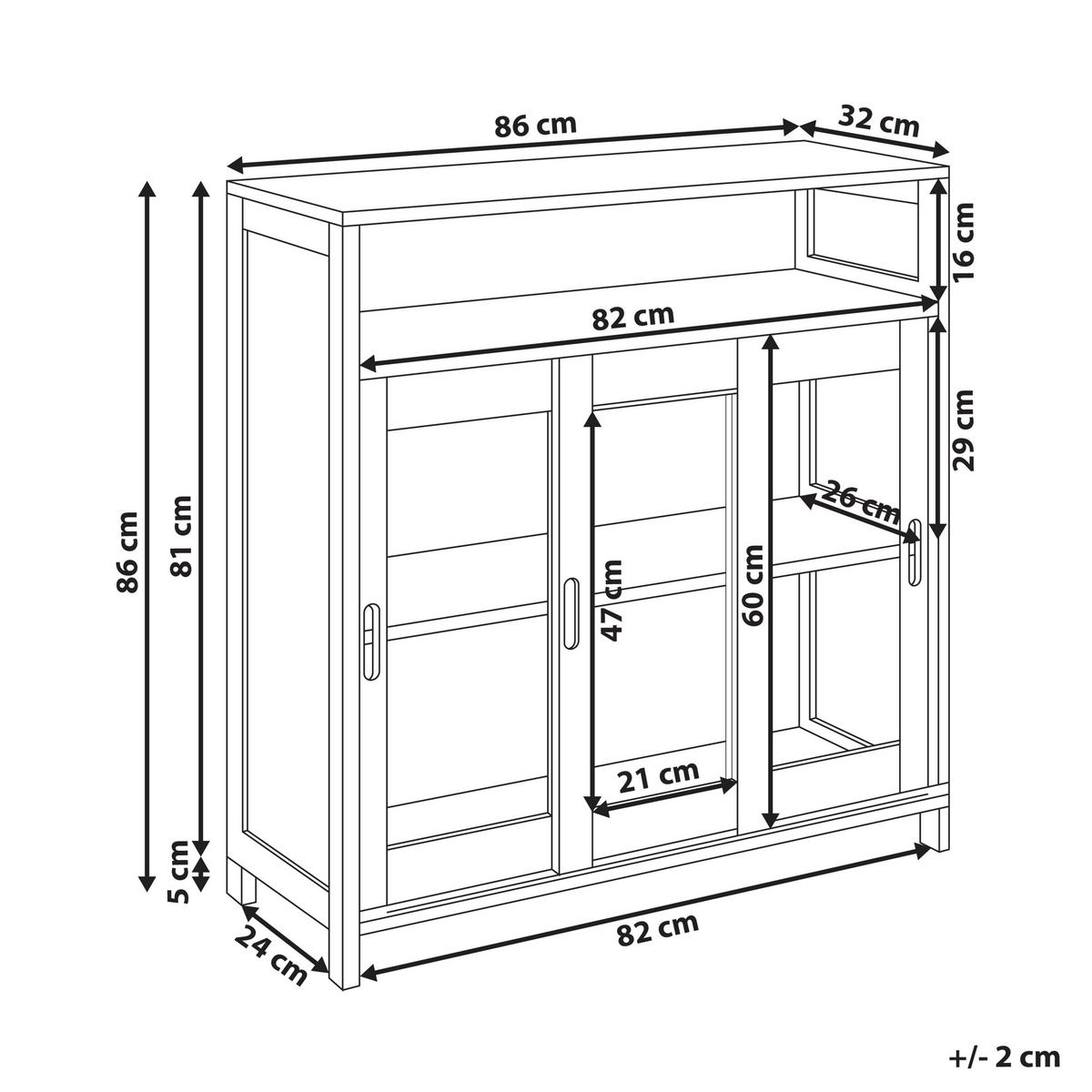 SIDEBOARD mit Glastüren 86 cm Weiß Crabtree - Weiß, Holzwerkstoff (86/86/32cm) - Beliani