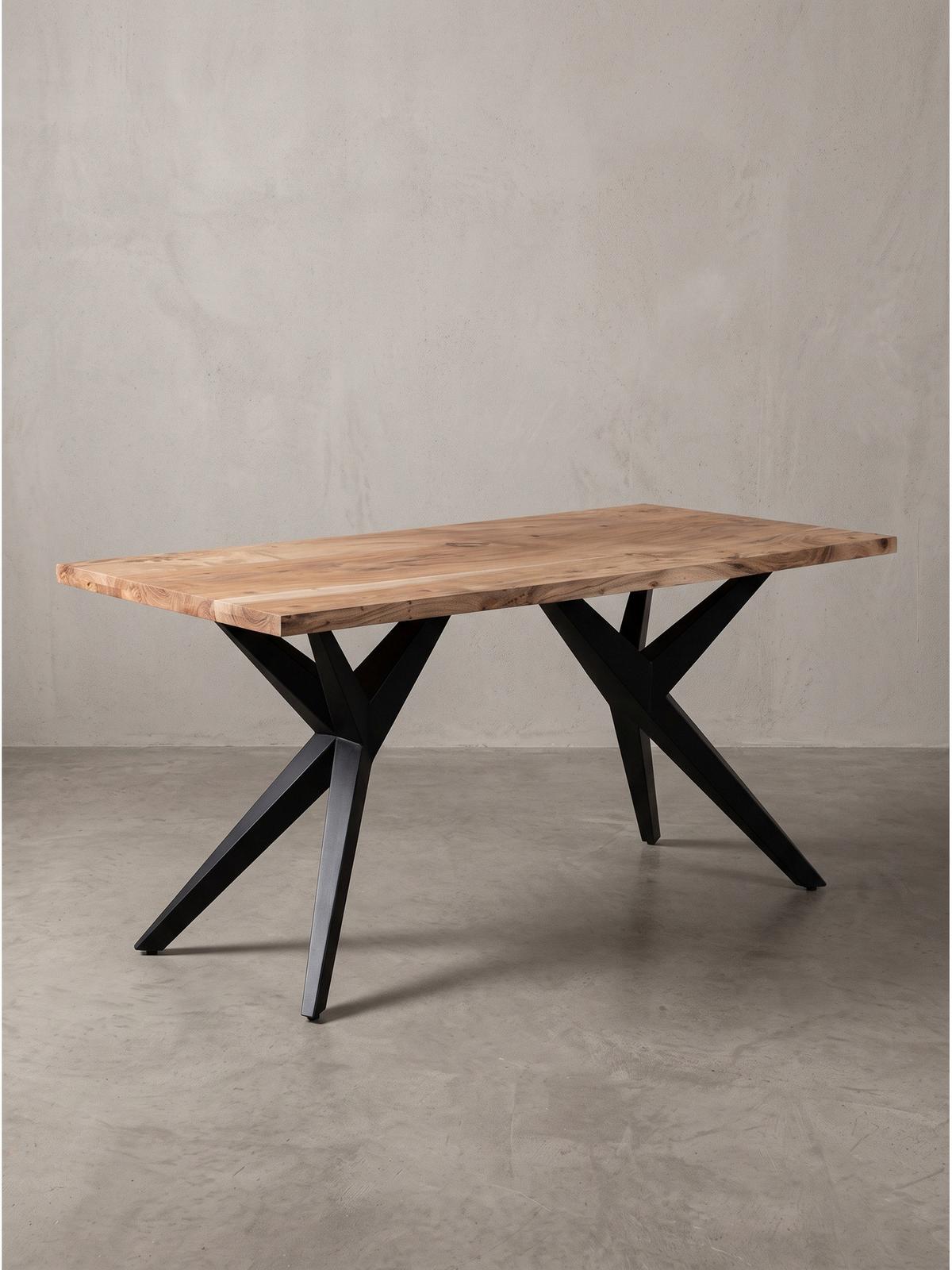 SCHREIBTISCH BLAVET, Akazie Massivholz, Akazie-Schwarz, 180 x 90 x 76 cm - Schwarz/Akaziefarben, Holz/Metall (90/180/76cm) - KADIMA DESIGN