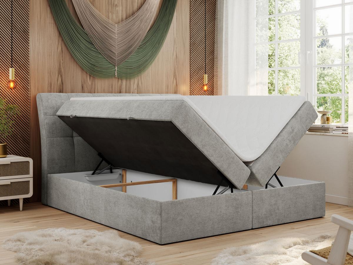BOXBETT DIEGOS 200/200 Hellgrau Struktur - H4 - Hellgrau, Holz/Textil (200/200cm) - MKS