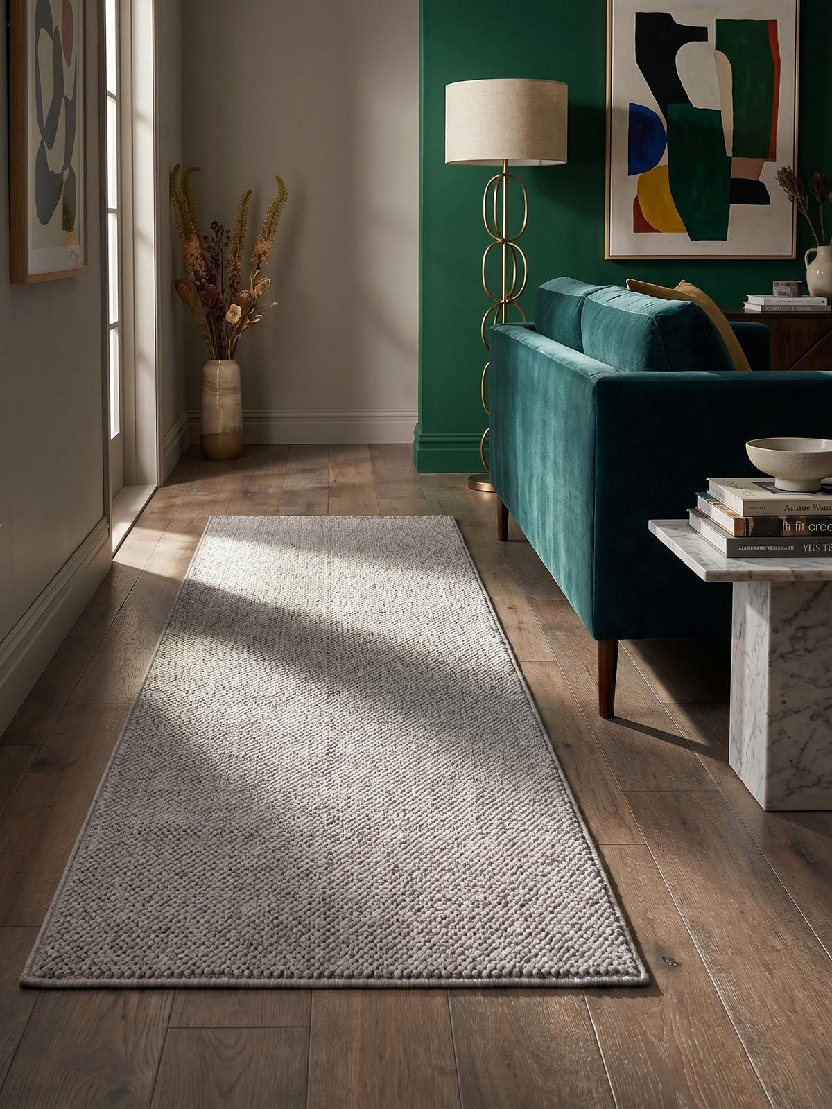 TEPPICH Flachgewebe LANGAU in Silber, meliert, 80 x 250 cm - Silberfarben, Textil (250/80cm) - KADIMA DESIGN