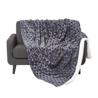 KUSCHELDECKE Sherpa 200/230 cm, Samtdecke mit Dreieckmuster - Dunkelgrau, Textil (200/230cm) - Homescapes