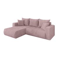 ECKSOFA mit Schlaffunktion Ottomane Links MILA-L 277x194x86 Rosa Cord - Schwarz/Rosa, Holzwerkstoff/Kunststoff (277/194cm) - ALTDECOR